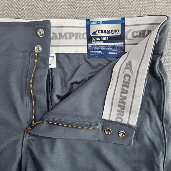 Champro Sports Men's Baseball Pants Adult XL Graphite New with Tags 40x42 - Picture 10 of 12